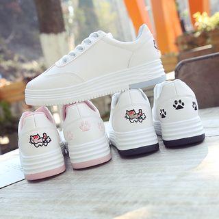 Platform Canvas Embroidered Sneakers