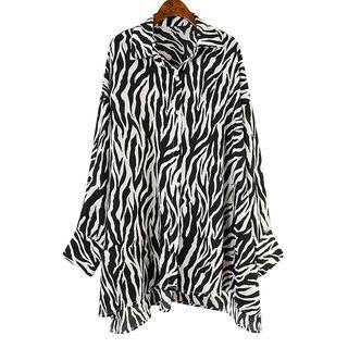 Zebra Print Chiffon Long Shirt