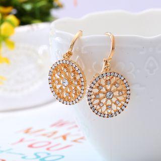 Rhinestone Disc Dangle Earring