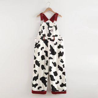 Milk Cow Print Straight-leg Jumper Pants