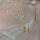 Faux Pearl Star Pendant Layered Choker Necklace 1 Piece - As Shown In Figure - One Size