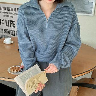 Zipped Ribbed Sweater