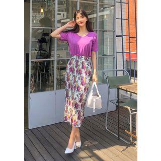 Crinkled Maxi Rosette Skirt