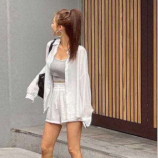 Set: Boxy Shirt + Drawstring Shorts