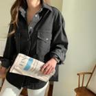 Flap-pocket Black Denim Shirt Black - One Size
