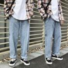 Distressed Straight-fit Pants