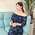 Off-shoulder Floral Long Dress