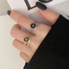 Coin Rhinestone Layered Alloy Open Ring