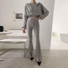 Velvet Set: Zip-up Hoodie + Sleeveless Top + Boot-cut Pants