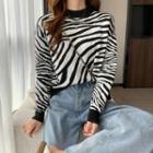 Round Neck Zebra Print Sweater