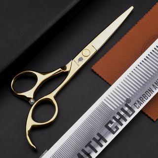 Set: Stainless Steel Haircut Scissors + Hair Comb With Case & Comb - Flat Cut Scissors - One Size