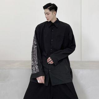 Long-sleeve Pattern Loose Fit Shirt