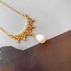 Faux Pearl Rhinestone Alloy Pendant Necklace As Shown In Figure - One Size