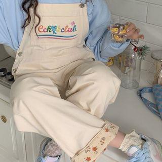 Letter Embroidered Wide Leg Jumper Pants