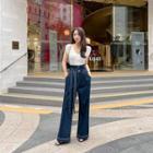 High-waist Tie-front Wide-leg Jeans
