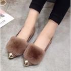 Pointed Faux-fur Flats