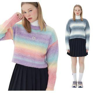 Gradient Striped Crop Sweater