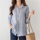 Stripe Linen Shirt Blue - One Size