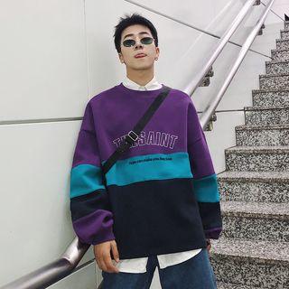 Loose-fit Color Block Printed Pullover