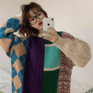 Argyle Color Block Sweater