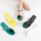 Pom Pom Accent Slide Sandals