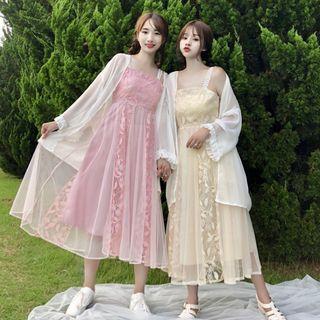 Strappy Midi Lace Dress / Light Jacket