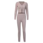 Set: Ribbed Long-sleeve Top + Skinny Pants