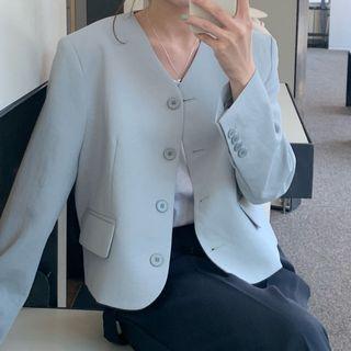 Collarless Button Jacket