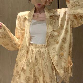 Long-sleeve Patterned Shirt / Wide-leg Shorts / Pants