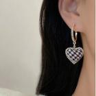 Heart Houndstooth Rhinestone Alloy Dangle Earring 1 Pair - Gold - One Size