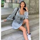 Set: Spaghetti Strap A-line Dress + Drawstring Hoodie