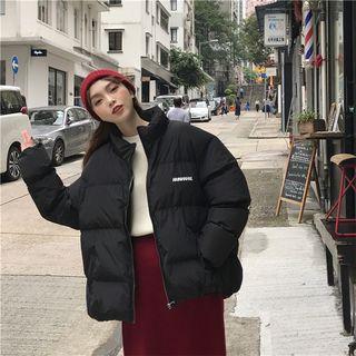 Letter Printed Padded Coat Black - One Size