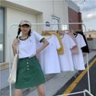 Short-sleeve Ringer T-shirt / Mini A-line Skirt