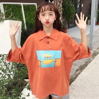 Short-sleeve Mouse Print Polo Shirt