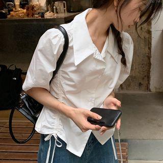 Short-sleeve Drawstring Shirt White - One Size
