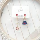 Non-matching Alloy Fishbowl Glass Ball & Heart Dangle Earring 1 Pair - As Shown In Figure - One Size