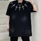 Cross Print Oversized Top