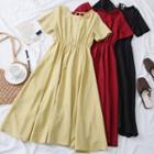 Tie-back Plain Midi Dress