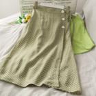 Tie-waist Dotted A-line Skirt