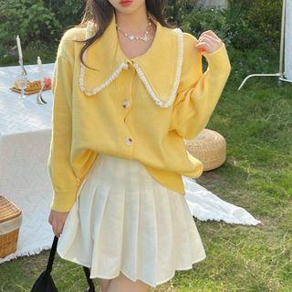 Long-sleeve Peter Pan Collar Knit Cardigan