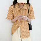 Two Tone Striped Button-up Oversized Shirt