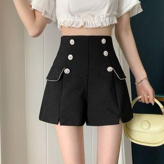 High Waist Double Breasted Shorts