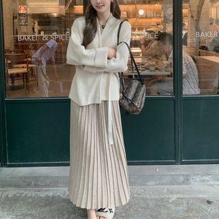Accordion Pleat Midi A-line Skirt Gray - One Size