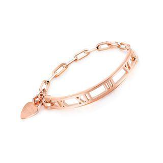 Fashion Creative Plated Rose Gold Roman Numerals Heart-shaped 316l Stainless Steel Bracelet Rose Gold - One Size
