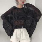Color-block Striped Long-sleeve Light Top