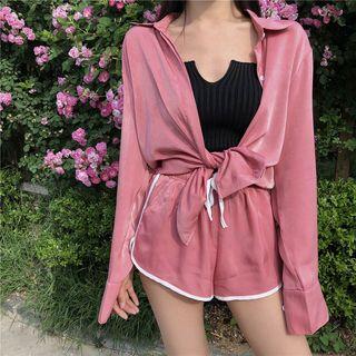 Long-sleeve Shirt / Sport Shorts / Knit Tube Top