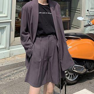 Tie-waist Open Front Blazer / High-waist A-line Skirt / Straight-fit Pants