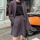 Tie-waist Open Front Blazer / High-waist A-line Skirt / Straight-fit Pants
