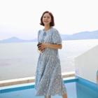 Tie-neck Tired Floral Dress