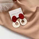 Geometric Drop Earring 1 Pair - Brick Red & White - One Size